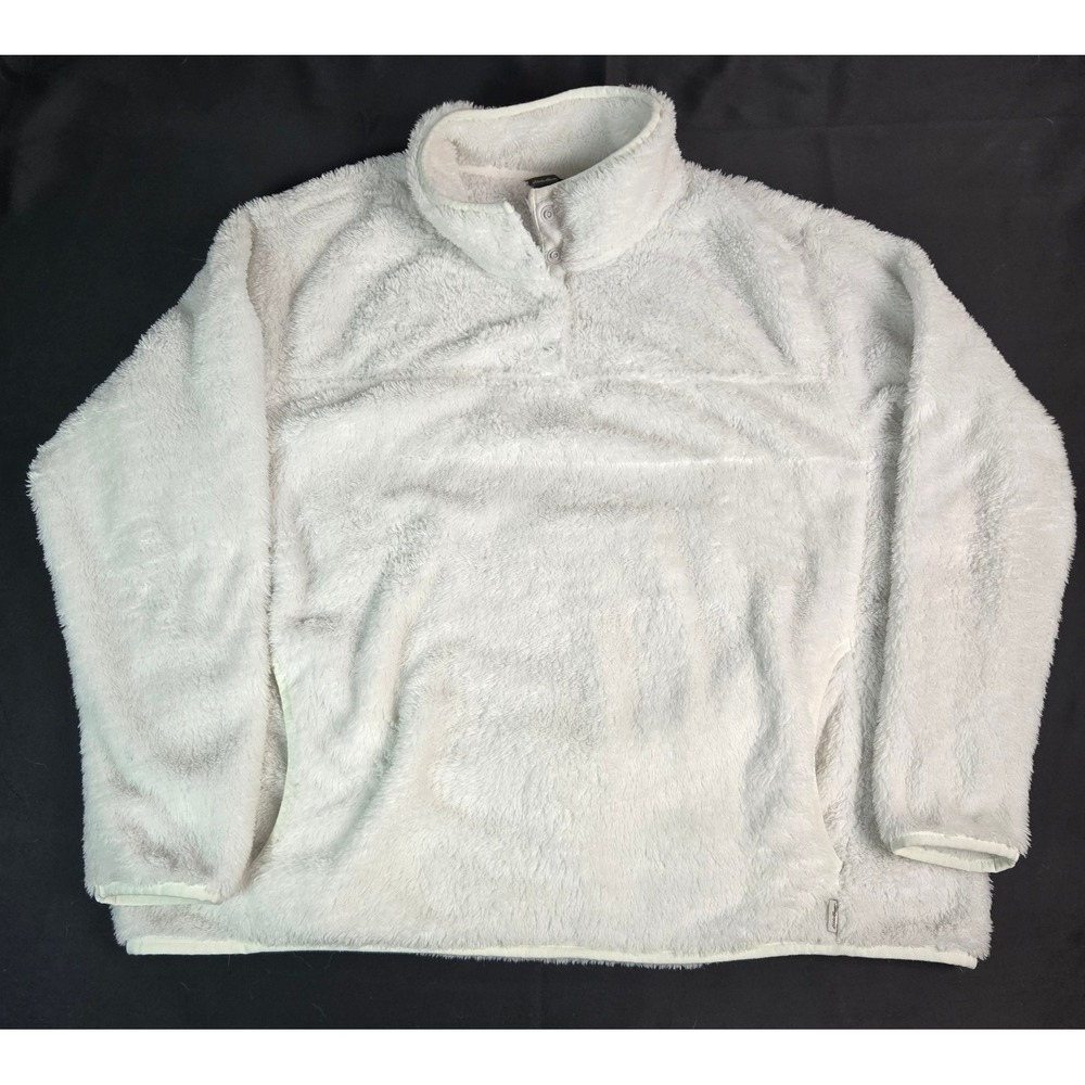 Eddie Bauer Womens‎ 2XL Plush Fleece Pullover Sweater Sherpa Cozy White
